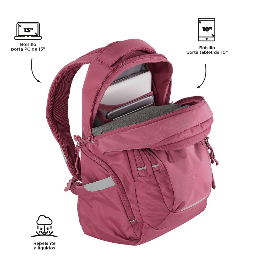 Bolso-mochila de mujer en materiales reciclados rosa